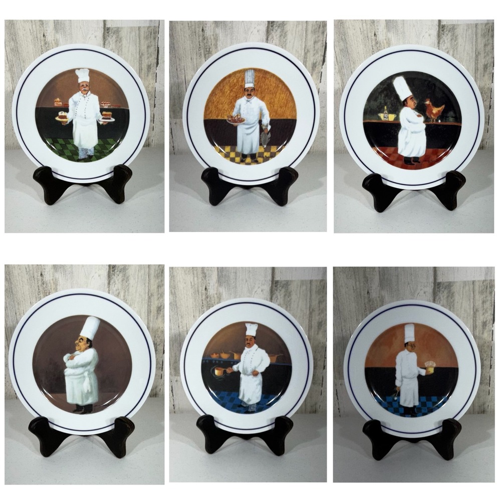 Williams Sonoma Chef Series Salad Plates 7.75" Guy Buffet Set of 6 French Bistro